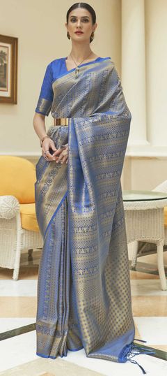 Traditional Blue color Saree in Art Silk, Silk fabric with South Sequence, Weaving work : 1779821