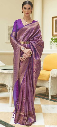 Traditional Purple and Violet color Saree in Art Silk, Silk fabric with South Sequence, Weaving work : 1779822