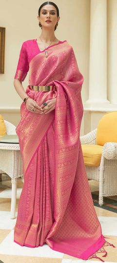 Traditional Pink and Majenta color Saree in Art Silk, Silk fabric with South Sequence, Weaving work : 1779824