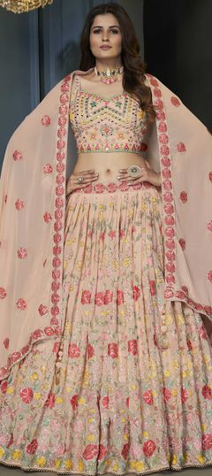 Pink and Majenta color Ready to Wear Lehenga in Georgette fabric with Mirror work