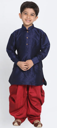 Blue color Boys Kurta Pyjama in Dupion Silk fabric with Thread work : 1781083