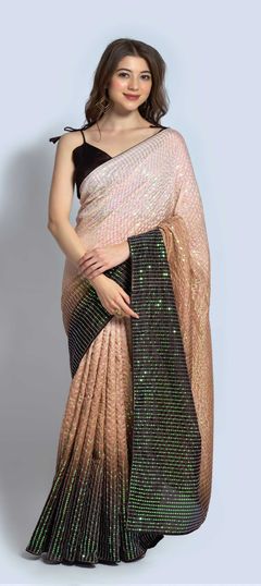 Multicolor color Saree in Faux Georgette fabric with Sequence, Thread work