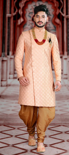 Pink and Majenta color IndoWestern Dress in Silk cotton fabric with Embroidered, Resham, Thread work