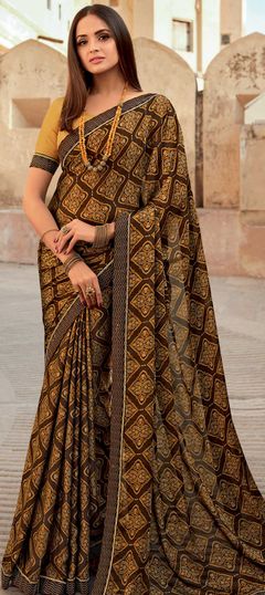 Multicolor color Saree in Georgette fabric with Border, Printed work