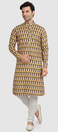 Multicolor color Kurta Pyjamas in Cotton fabric with Printed work