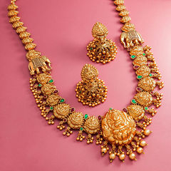 Multicolor color Necklace in Copper studded with Kundan & Gold Rodium Polish : 1783874