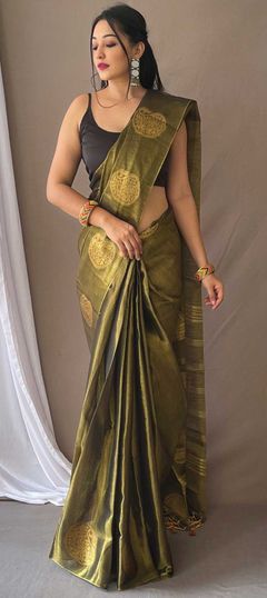 Green color Saree in Art Silk, Silk fabric with Weaving work