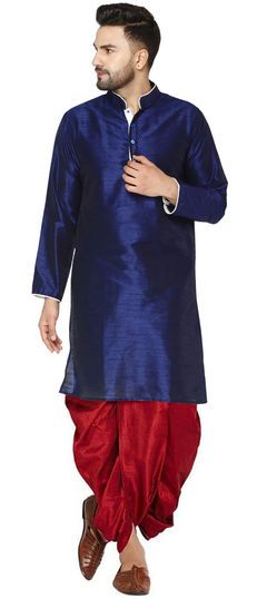 Blue color Dhoti Kurta in Dupion Silk fabric with Thread work