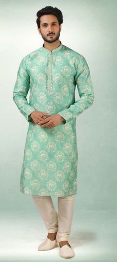 Green color Kurta Pyjamas in Art Silk fabric with Printed work : 1786166