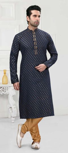 Blue color Kurta Pyjamas in Cotton fabric with Printed work