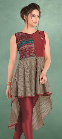 Casual Multicolor color Kurti in Rayon fabric with Asymmetrical Printed work : 1788808