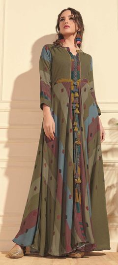 Multicolor color Gown in Art Silk fabric with Printed work