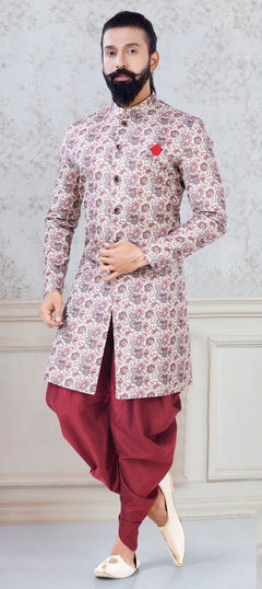 Multicolor color IndoWestern Dress in Jacquard fabric with Printed work