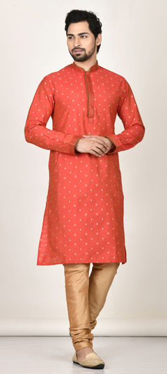 Red and Maroon color Kurta Pyjamas in Cotton fabric with Printed work : 1790613