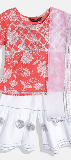 Festive, Party Wear Red and Maroon, White and Off White color Kids Salwar in Cotton fabric with Floral, Printed work : 1791521