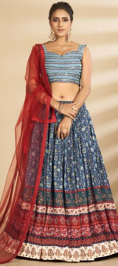 Multicolor color Ready to Wear Lehenga in Art Silk fabric with Printed work
