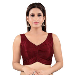 Red and Maroon color Blouse in Art Silk fabric with Thread work