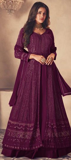 Bollywood Purple and Violet color Long Lehenga Choli in Georgette fabric with Embroidered, Resham, Sequence, Thread work : 1794788