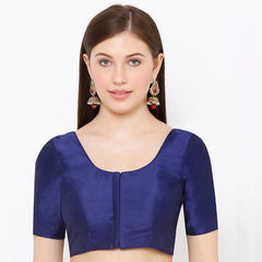 Blue color Blouse in Velvet fabric with Thread work