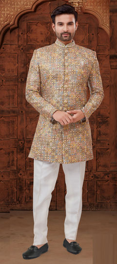 Multicolor color IndoWestern Dress in Cotton fabric with Mirror, Sequence, Thread work