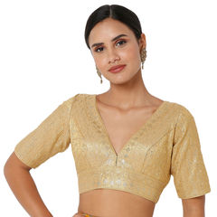 Gold color Blouse in Tissue fabric with Embroidered work : 1801811