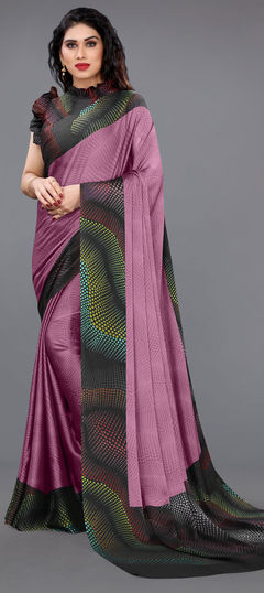 Pink and Majenta color Saree in Chiffon fabric with Printed work