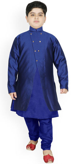 Blue color Boys Kurta Pyjama in Dupion Silk fabric with Thread work : 1805257