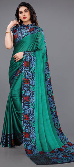 Blue color Saree in Chiffon fabric with Printed work
