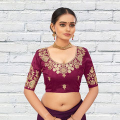 Purple and Violet color Blouse in Bangalore Silk fabric with Embroidered, Resham, Thread work