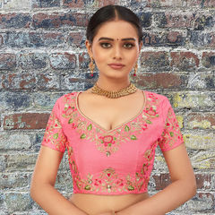 Pink and Majenta color Blouse in Bangalore Silk fabric with Embroidered, Resham, Thread work