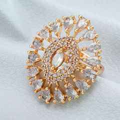 White and Off White color Ring in Metal Alloy studded with Austrian diamond & Gold Rodium Polish : 1806031