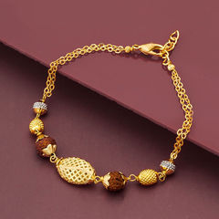 Gold Rodium Polish Gold color Bracelet in Metal Alloy studded with Beads