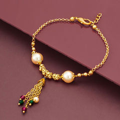 Gold Rodium Polish Gold color Bracelet in Metal Alloy studded with Beads, Pearl