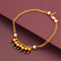 Gold color Bracelet in Metal Alloy studded with Beads & Gold Rodium Polish : 1806515