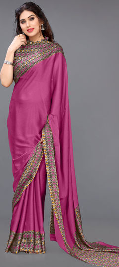 Pink and Majenta color Saree in Chiffon fabric with Printed work