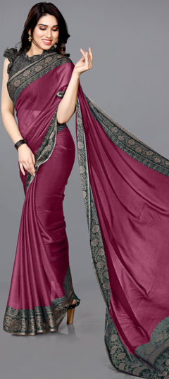 Pink and Majenta color Saree in Chiffon fabric with Printed work