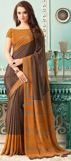 Multicolor color Saree in Crepe Silk, Silk fabric with Printed work