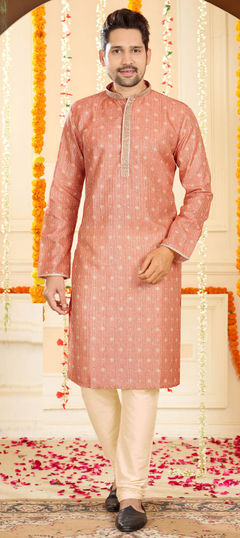 Pink and Majenta color Kurta Pyjamas in Poly Silk fabric with Digital Print, Sequence work