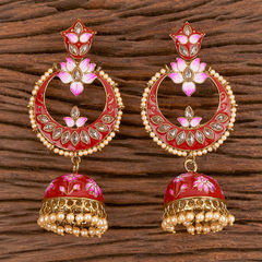 Gold Rodium Polish White and Off White color Earrings in Brass studded with Beads, Cubic Zirconia, Kundan, Pearl