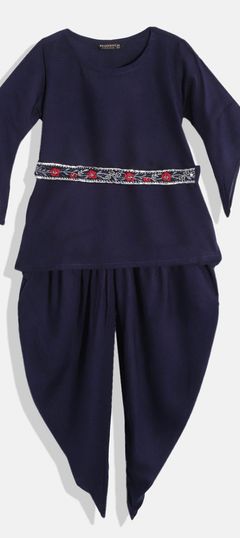 Blue color Girls Top with Bottom in Rayon fabric with Embroidered, Thread work