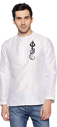 White and Off White color Kurta in Art Dupion Silk fabric with Thread work