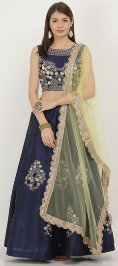 Blue color Ready to Wear Lehenga in Art Silk fabric with Embroidered, Resham, Zari work