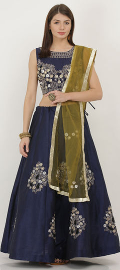 Blue color Ready to Wear Lehenga in Art Silk fabric with Embroidered, Resham, Zari work