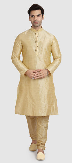 Gold color Kurta Pyjamas in Art Silk fabric with Thread work : 1811762