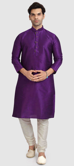 Purple and Violet color Kurta Pyjamas in Art Silk fabric with Thread work : 1811770