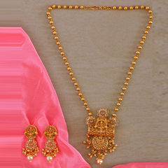 Gold Rodium Polish White and Off White color Necklace in Brass studded with Cubic Zirconia, Kundan