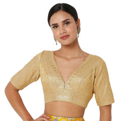 Gold color Blouse in Art Silk fabric with Sequence work