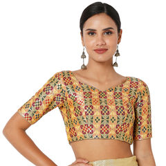 Multicolor color Blouse in Jacquard fabric with Weaving work