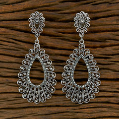 Silver Rodium Polish White and Off White color Earrings in Metal Alloy studded with Beads