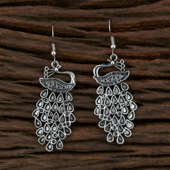 Silver Rodium Polish Silver color Earrings in Metal Alloy studded with Artificial